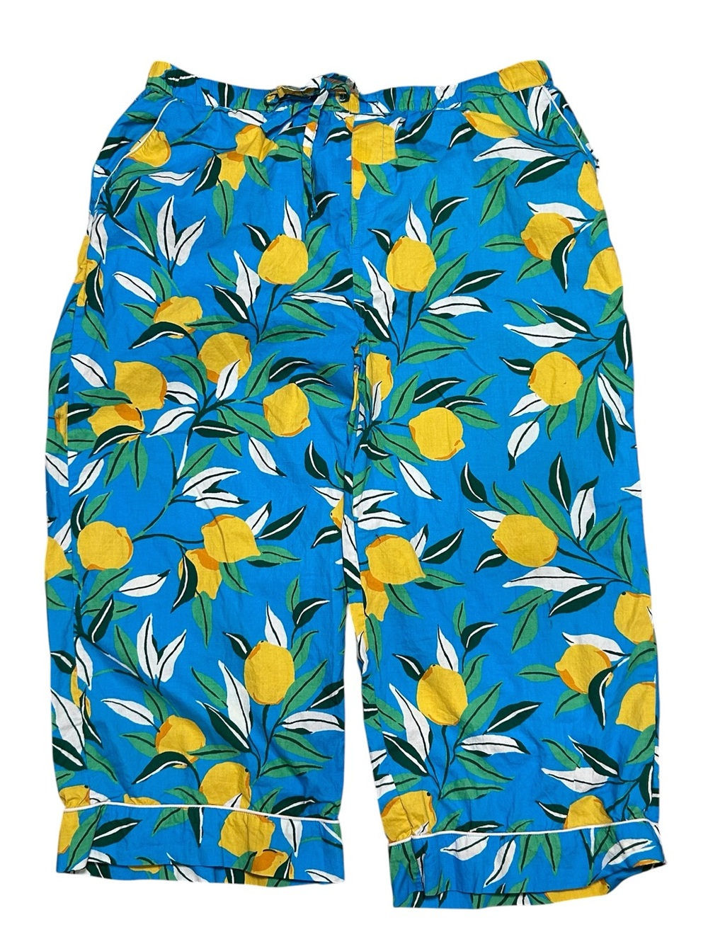 PrintFresh lemon zest printed wide leg cropped pajama pants bottoms large
